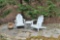 Pair Of Wood Adirondack Chairs And Table