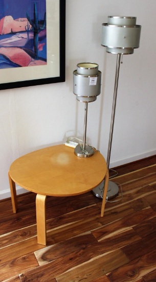 Pair Of Matching Lamps & Table