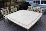 Large Outdoor Table & Four Arm Chair