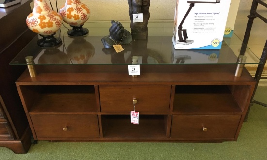 Glass Top Tiered Console Table