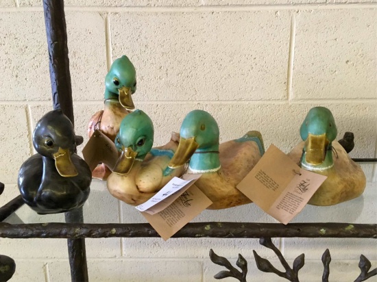 Five Ceramic Mid-century Duck Sculptures