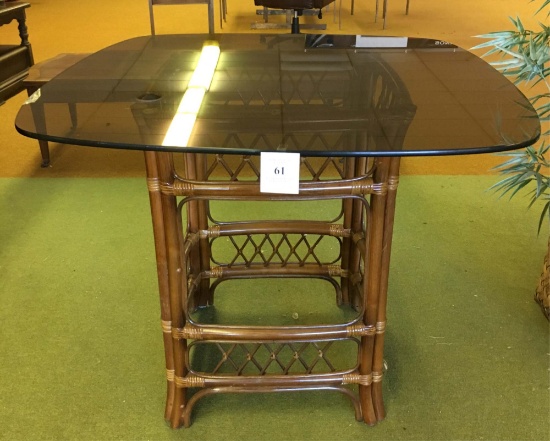 Glass Top Rattan Table