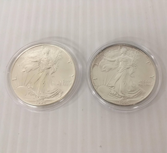 TWO UNCIRCULATED SILVER EAGLES