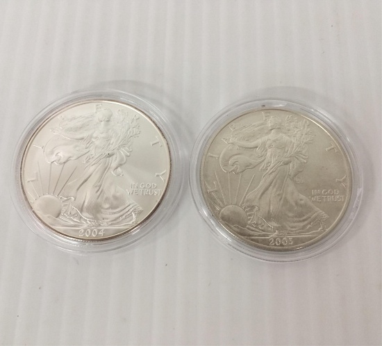 TWO UNCIRCULATED SILVER EAGLES