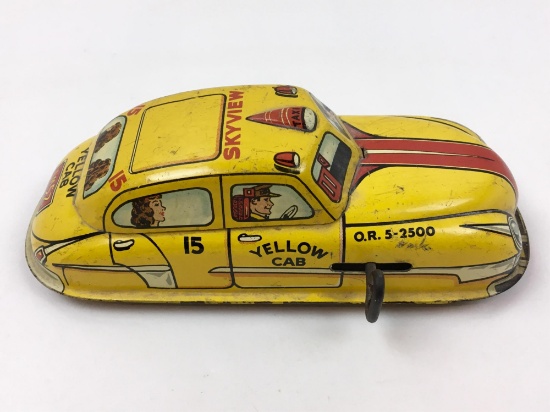 VINTAGE TIN LITHOGRAPH MARX TOYS YELLOW CAB