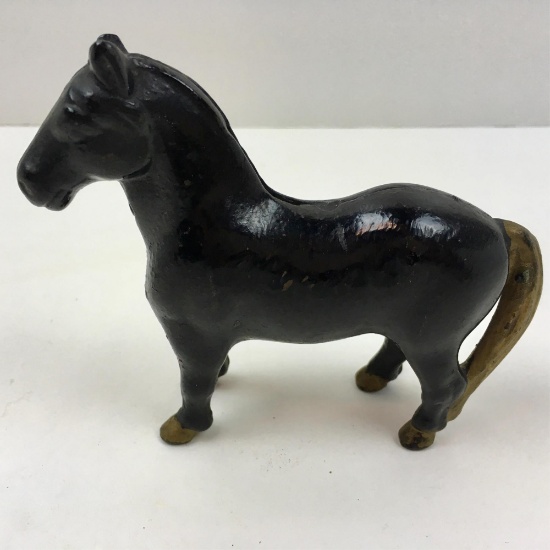 VINTAGE CAST IRON PAINTED HORSE BANK