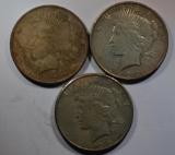 3 PEACE DOLLARS