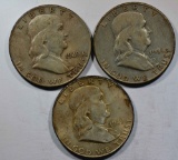 3 FRANKLIN HALF DOLLARS