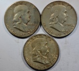 3 FRANKLIN HALF DOLLARS