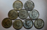 9 KENNEDY HALF DOLLARS