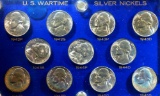 SET OF 11 MINT UNC WAR NICKELS