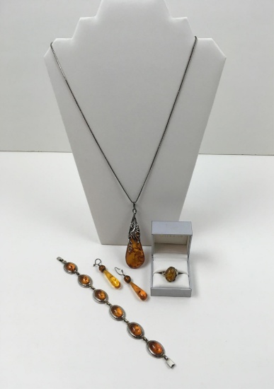 AMBER STERLING SILVER JEWELRY