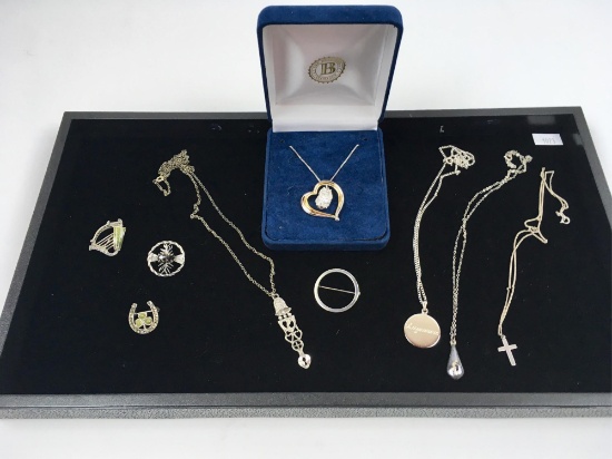 NINE PCS OF STERLING SILVER JEWELRY