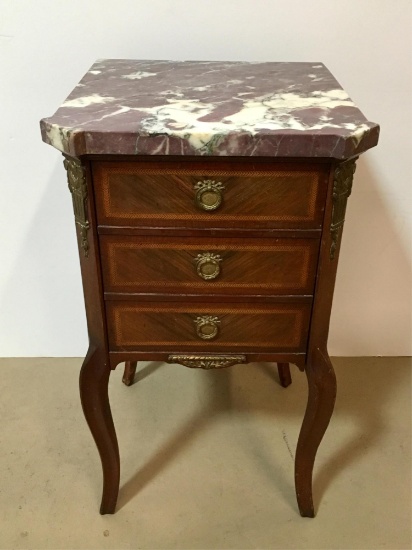 VINTAGE FRENCH STYLE MARBLE TOP COMMODE