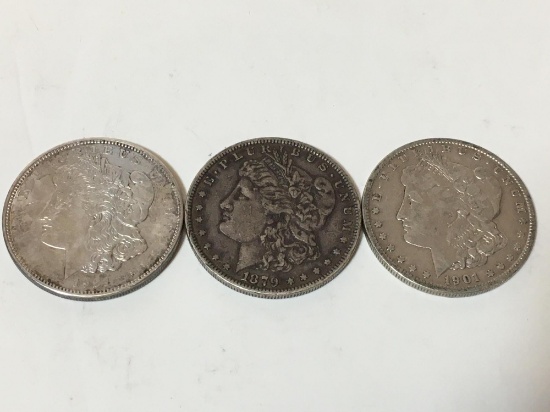 THREE MORGANS 1921-D,1879, 1901-O