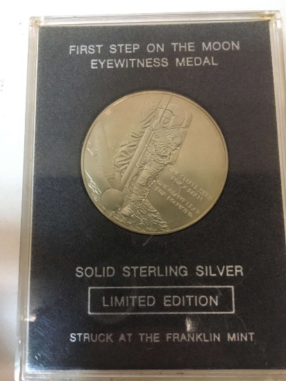 FRANKLIN MINT - 1ST STEP ON THE MOON MEDAL