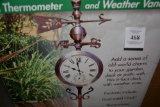 CLOCK, THERMOMETER AND WEATHER VANE