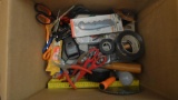 BOX LOT OF TOOLS AND SUPPLIES