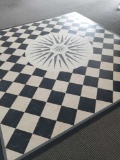 LARGE COMPASS OIL CLOTH FLOOR COVERING