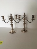 PAIR OF ENGLISH SILVER PLATED CANDELABRA