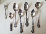 LOT OF STERLING SILVER - 6 SPOONS & 1 FORK