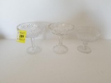 LOT OF 3 CRYSTAL FOOTED CANDY DISHES