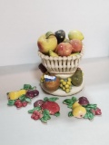 ASSORTED SET OF 5 CERAMIC FRUIT PIECES