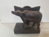 WOODEN WATER BUFFALO FIGURE