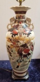 SATSUMA STYLED ASIAN VASE TABLE LAMP WITH SHADE