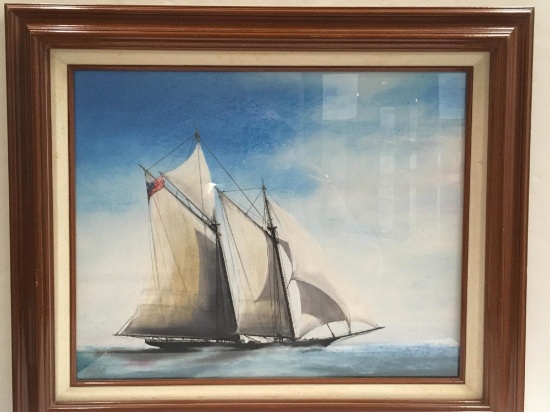 PASTEL ON PAPER BY TOM COLE - USS AMERICA