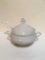 WHITE PORCELAIN LIDDED SOUP TUREEN WITH LADLE