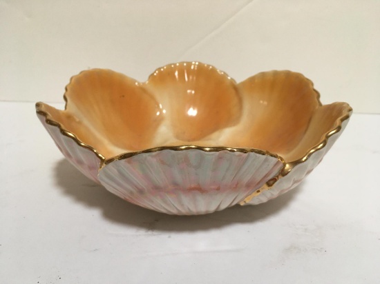 PORTUGUESE SHELL BOWL WITH GOLD PAINTED RIM