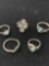 FIVE STERLING & TURQUOISE RINGS