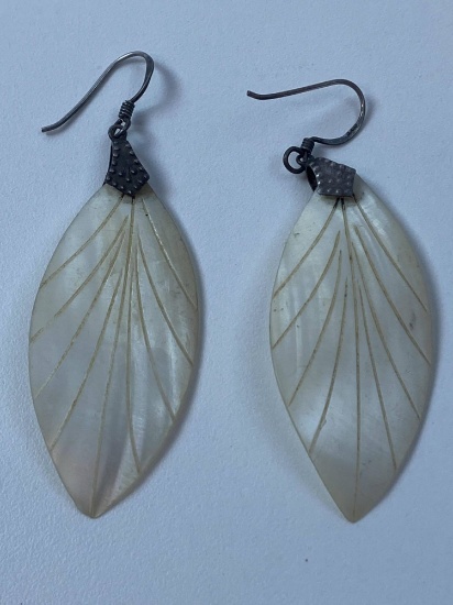 STERLING & SHELL LEAF EARRINGS