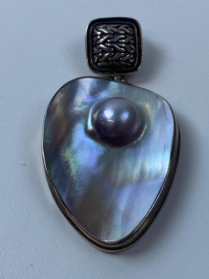 STERLING & BLISTER PEARL PENDANT