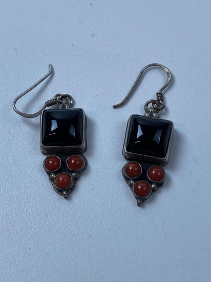 PAIR OF STERLING & STONE EARRINGS