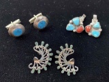 MEXICAN STERLING EARRINGS AND CUFF LINKS