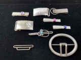 NINE PIECES OF STERLING AND SILVER OBJECTS