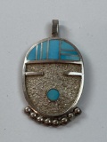 STERLING & TURQUOISE PENDANT BY HAROLD SMITH