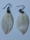 STERLING & SHELL LEAF EARRINGS