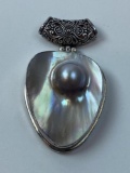 STERLING & BLISTER PEARL PENDANT