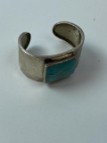 STERLING & LARGE TURQUOISE STONE CUFF BRACELET