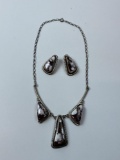 PAIR OF STERLING & STONE EARRINGS & NECKLACE