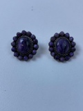 PATRICK YAZZIE STERLING & PURPLE STONE EARRINGS