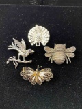 FOUR ANIMAL PINS