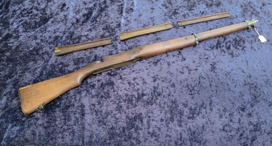 ANTIQUE RIFLE STOCK WITH PARTS