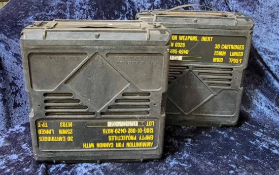 PAIR OF MILITARY AMMO BOXES FOR 25MM CARTRIDGES