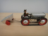 MARX SILVER CLIMBING TRACTOR WITH BLADE AND TRAILER