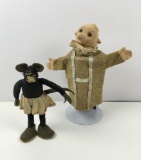 TWO VINTAGE HAND MADE PCS - MOUSE DOLL &  PUPPETS