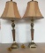 PAIR OF WOOD/BRASS TABLE LAMPS WITH PINEAPPLES